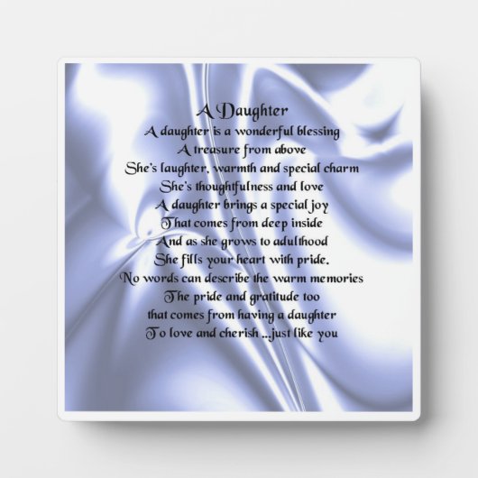 Daughter Poem Plaque - Blue Silk Design Fotoplaat (Voorkant)