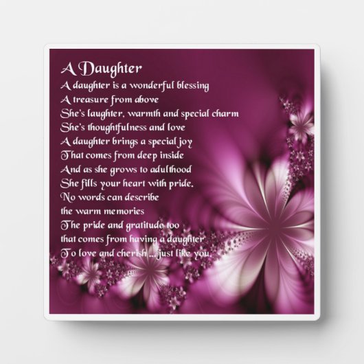 Daughter Poem Plaque - Flowers Design Fotoplaat (Voorkant)