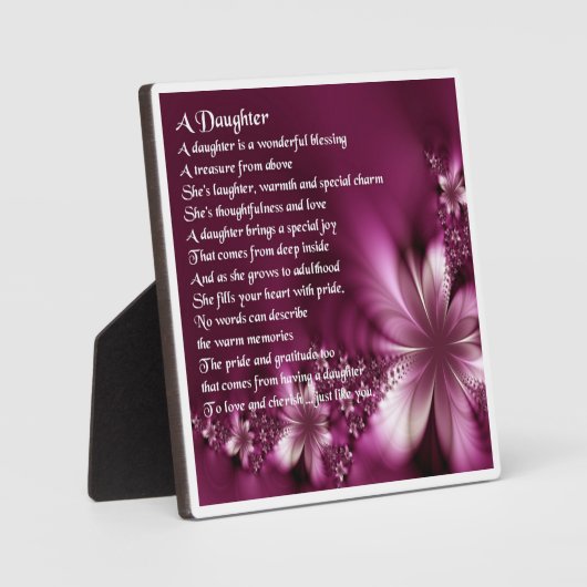 Daughter Poem Plaque - Flowers Design Fotoplaat (Voorkant)