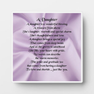 Daughter Poem Plaque - Lila zijdeontwerp Fotoplaat