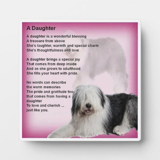 Daughter Poem Plaque - Old English Sheepdog Fotoplaat (Voorkant)