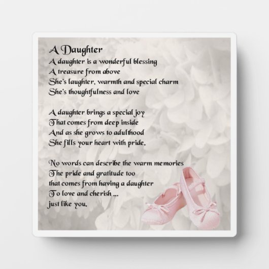 Daughter Poem Plaque - ontwerp balletschoenen Fotoplaat (Voorkant)