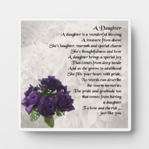 Daughter Poem Plaque - Paarse Rozen ontwerpen Fotoplaat