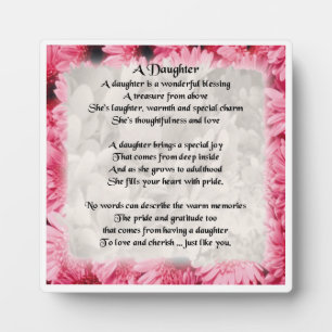 Daughter Poem Plaque - Roze Floral Design Fotoplaat