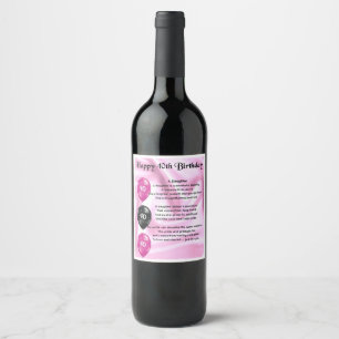Daughter Poem Wine Fles Label - 40th Birthday Wijn Etiket