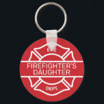 Daughter Red Sleutelhanger van brandweerman<br><div class="desc">Kies uw voorkeurkleur,  wijzig de tekst indien nodig</div>