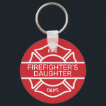 Daughter Red Sleutelhanger van brandweerman<br><div class="desc">Kies uw voorkeurkleur,  wijzig de tekst indien nodig</div>