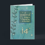 Daughter Religious 14th Birthday Green Hand Drawn Kaart<br><div class="desc">Verras je dochter met deze religieuze kaart die haar vertelt dat ze een zegen is. Laat haar de liefde voelen terwijl ze 14 jaar oud wordt.</div>