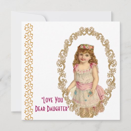 Daughter Rustic Gold Lijst  Valentijn Kaart (Achterkant)