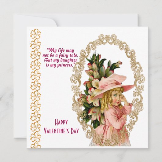Daughter Rustic Gold Lijst  Valentijn Kaart (Voorkant)