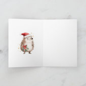 Daughter Santa Hedgehog Christmas  Kaart (Binnen)