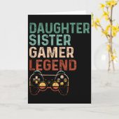 Daughter Sister Gamer Legend Cute Video Game Lover Kaart (Gele Bloem)