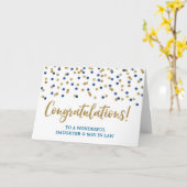 Daughter & Son In Law Congratulations Blue Gold Kaart (Gele Bloem)