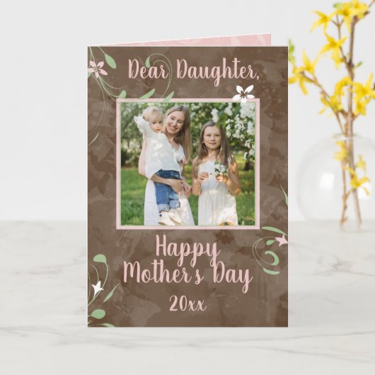 Daughter Spring Sprouts Oma Moederdag Foto Kaart (Gele Bloem)