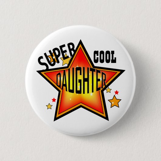 Daughter Super Cool Star Funny Button (Voorkant)