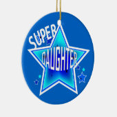 Daughter Super Star Blue-kerstversiering Keramisch Ornament (Rechts)