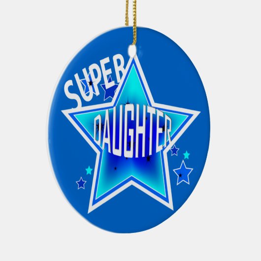 Daughter Super Star Blue-kerstversiering Keramisch Ornament (Rechts)