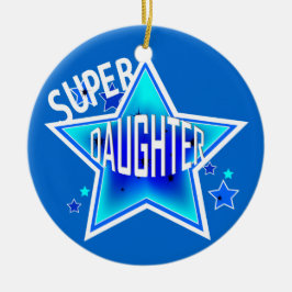 Daughter Super Star Blue-kerstversiering Keramisch Ornament