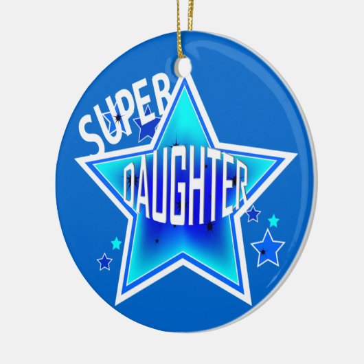 Daughter Super Star Blue-kerstversiering Keramisch Ornament (Links)