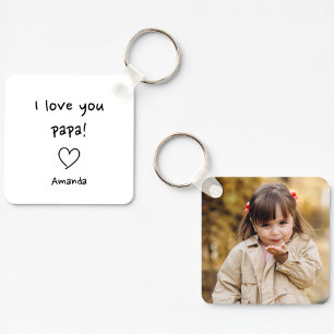Daughter to Dad Fotoliefdesboodschap Sleutelhanger
