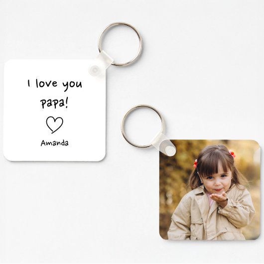 Daughter to Dad Fotoliefdesboodschap Sleutelhanger