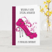 Daughter Trendy Schoen en Roos Verjaardag Groet Ca Kaart (Gele Bloem)