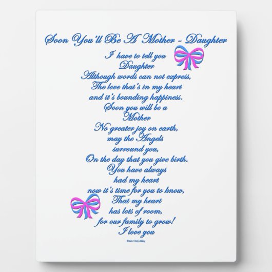 Daughter Verwacht 1e Baby Fotoplaat (Voorkant)