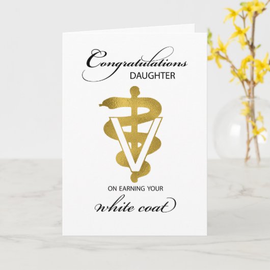 Daughter Veterinary White Coat Ceremony Kaart (Gele Bloem)