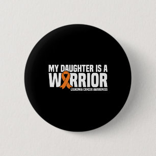 Daughter Warrior Orange Ribbon Leukemia Cancer Awa Ronde Button 5,7 Cm