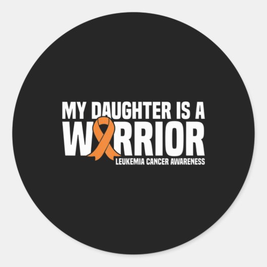 Daughter Warrior Orange Ribbon Leukemia Cancer Awa Ronde Sticker (Voorkant)