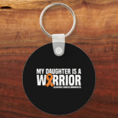 Daughter Warrior Orange Ribbon Leukemia Cancer Awa Sleutelhanger (Voorkant)
