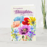 Daughter Waterverf Wild Flowers Birthday Card Kaart<br><div class="desc">Waterverf tuinbloemen,  pansies en dagbladen in verschillende kleuren,  alle bloemen waren oorspronkelijk met de hand geschilderd door mijzelf. Een zoete kaart die perfect is voor elke dame.</div>