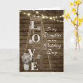 Daughter Wedding Day Rustic Ladder Card Kaart (Gele Bloem)