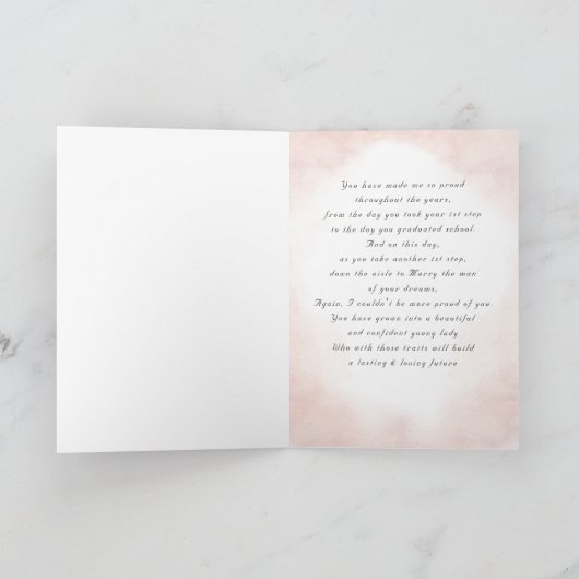 Daughter Wedding Day Waterverf Floral Kaart (Binnen)