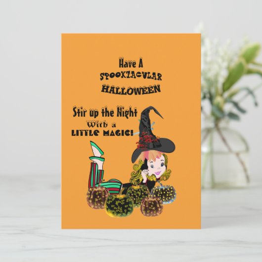 Daughter Witch Spooky Halloween Glow Pumpkins Card Kaart (Staand voorkant)