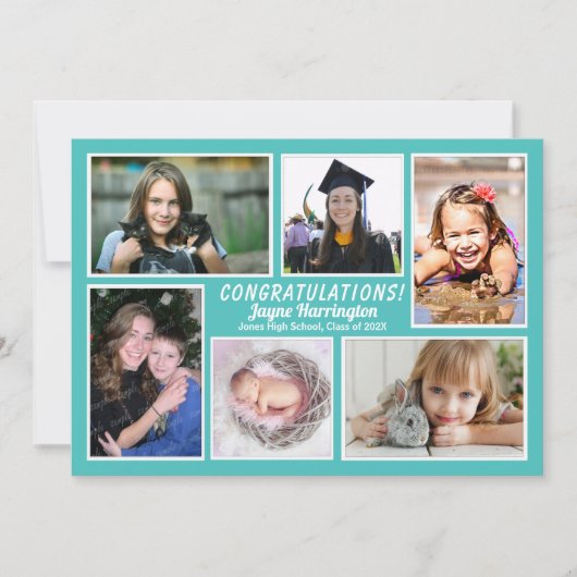 Daughter's Afstuderen Foto Collage Announcement Kaart (Voorkant)