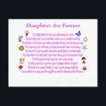 Daughters Are Forever Post Card Briefkaart<br><div class="desc">A Beautiful Poem about Daughters accompanies graphics that are themed to each line rought to you exclusivley by lockhart charm bracelets</div>