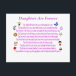 Daughters Are Forever Post Card Briefkaart<br><div class="desc">A Beautiful Poem about Daughters accompanies graphics that are themed to each line rought to you exclusivley by lockhart charm bracelets</div>
