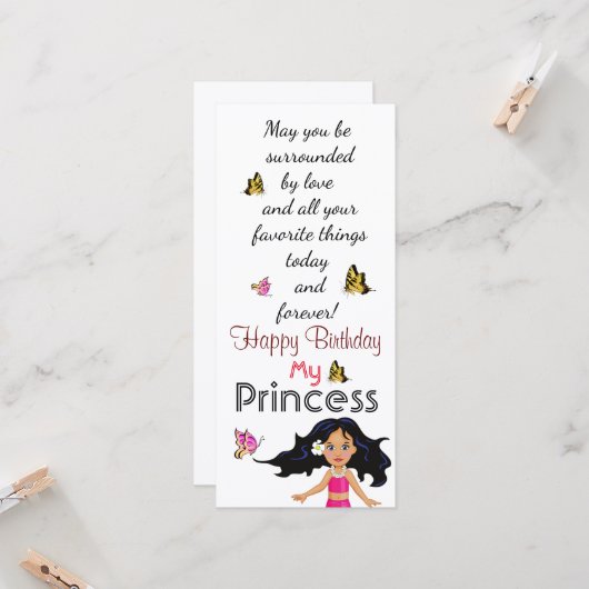 Daughter's Birthday Flat Kaart (Voorkant / Achterkant in situ)