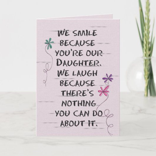Daughter's Birthday met glitter bloemen Card Kaart (Voorkant)