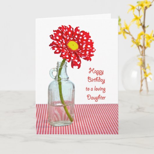 Daughter's Birthday Polka Dot Daisy Kaart (Gele Bloem)