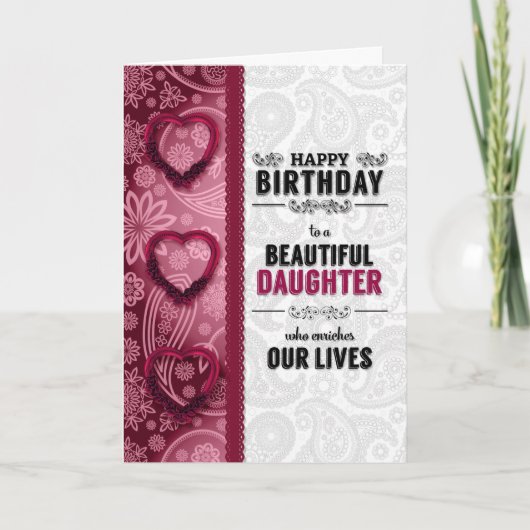 Daughter's Birthday uit Pink Hearts van OUDERS Kaart (Voorkant)