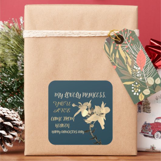 DAUGHTERS DAY BLOEMENCADEAU VIERKANTE STICKER (Feestdagen)