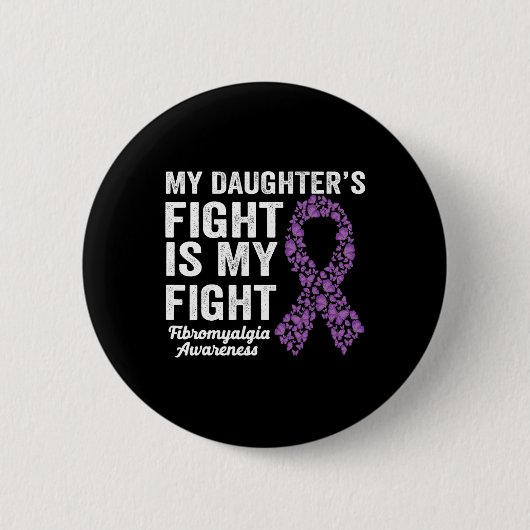 Daughters Fight is mijn gevecht Paarse fibromyalgi Ronde Button 5,7 Cm (Voorkant)