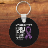 Daughters Fight is mijn gevecht Paarse fibromyalgi Sleutelhanger (Voorkant)