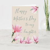 Daughters Moederdag Pink Magnolia Flowers Feestdagen Kaart (Voorkant)