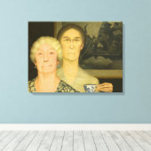 Daughters of Revolution by Grant Wood Canvas Afdruk (Insitu (Houten vloer))