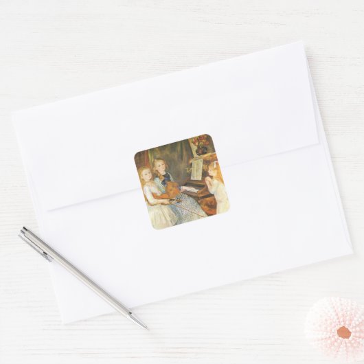 Daughters van Catulle Mendes door Pierre Renoir Vierkante Sticker (Envelop)
