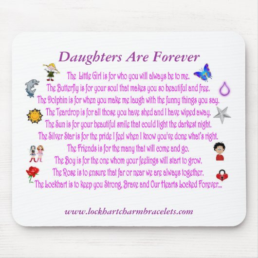 Daughters zijn altijd gedicht Mousepad Muismat (Voorkant)