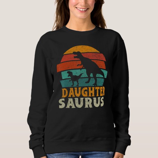 Daughtersaurus Trex Dinosaur Daughter Saurus Famil Trui (Voorkant)